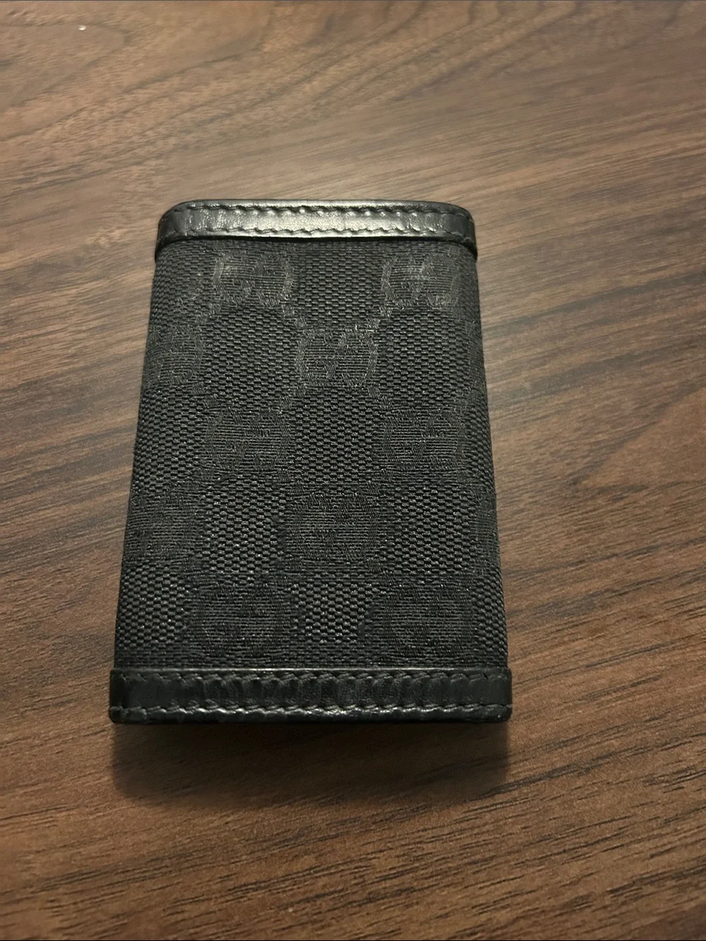 Gucci Black Canvas Trifold Key Holder Wallet